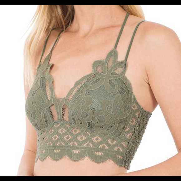 Zenana crochet lace bralette - light olive color - Picture 1 of 2